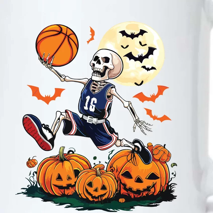 Skeleton Playing Basketball Halloween Boy Basketball Black Color Changing Mug