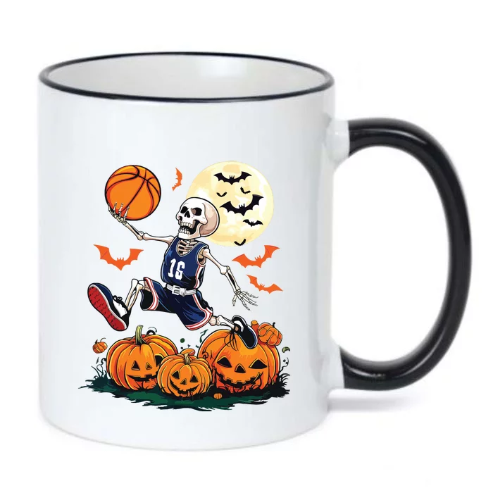 Skeleton Playing Basketball Halloween Boy Basketball Black Color Changing Mug