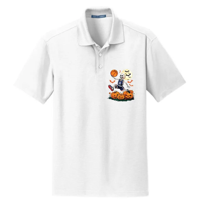 Skeleton Playing Basketball Halloween Boy Basketball Dry Zone Grid Performance Polo