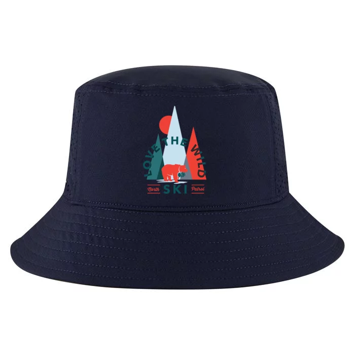 Ski Patrol Bear Outdoorsy Geometric Mountains Pow Skier Gift Cute Gift Cool Comfort Performance Bucket Hat