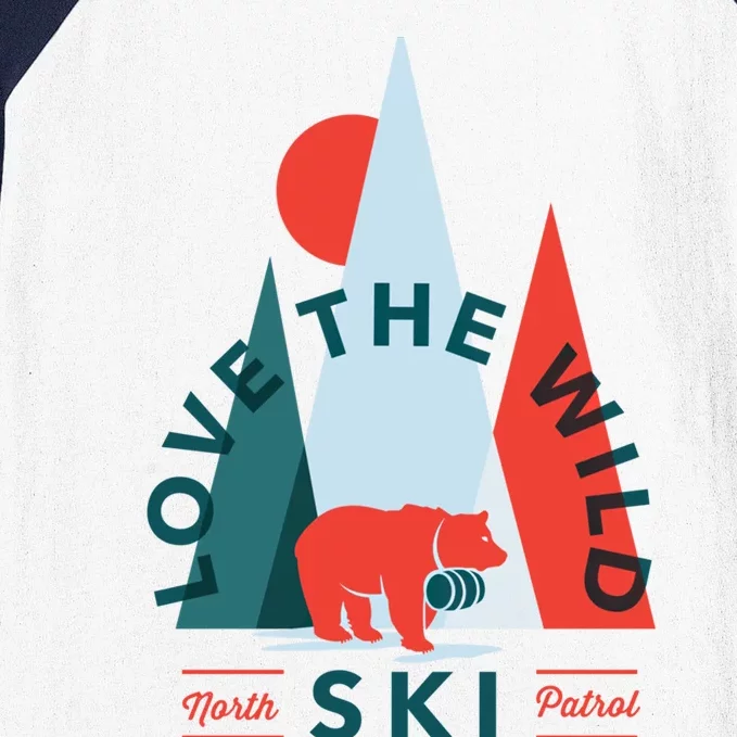 Ski Patrol Bear Outdoorsy Geometric Mountains Pow Skier Gift Cute Gift Baseball Sleeve Shirt