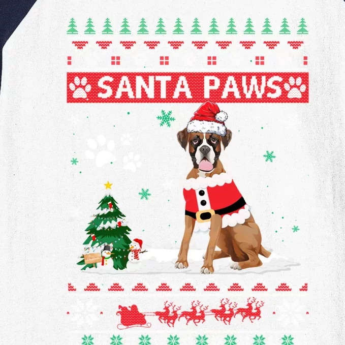 Santa Paws Boxer Merry Christmas Dog Funny Xmas Cool Gift Baseball Sleeve Shirt