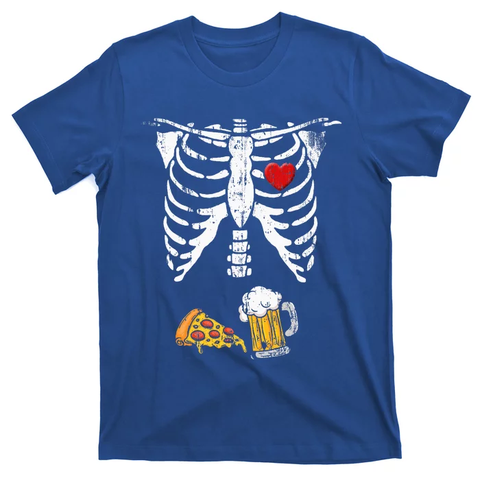 Skeleton Pregnancy Beer Pizza XRay Halloween Costume T-Shirt