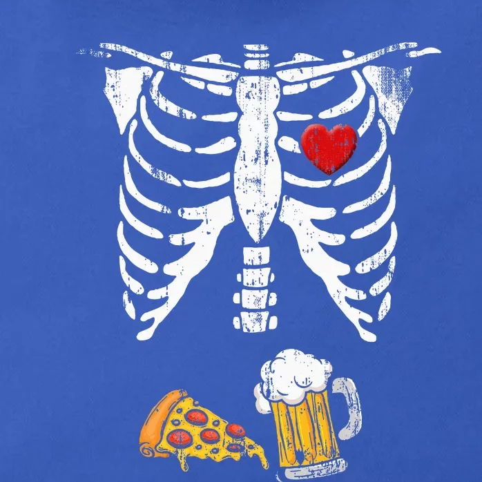 Skeleton Pregnancy Beer Pizza XRay Halloween Costume Zip Tote Bag