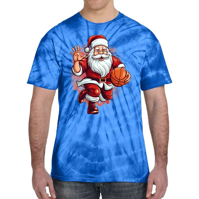 Santa Playing Basketball Christmas Basketball Player Xmas Great Gift Tie-Dye T-Shirt