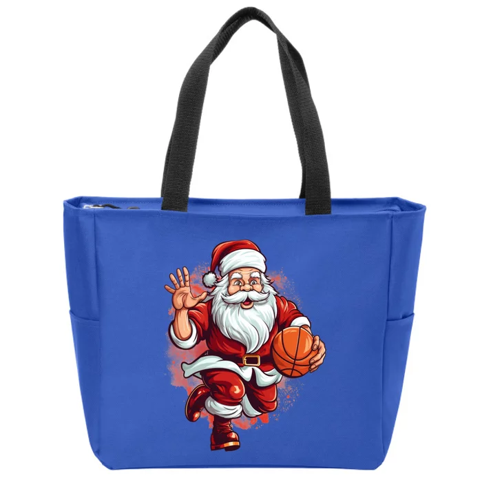 Santa Playing Basketball Christmas Basketball Player Xmas Great Gift Zip Tote Bag