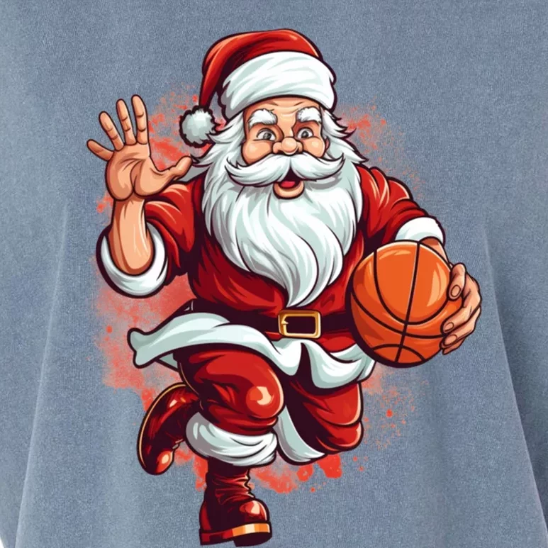 Santa Playing Basketball Christmas Basketball Player Xmas Great Gift Garment-Dyed Women's Muscle Tee