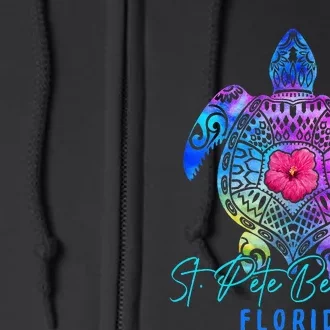 St. Pete Beach Florida Tie Dye Sea Turtle Vacation Full Zip Hoodie