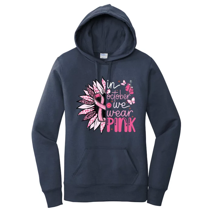 Sunflower Pink Breast Cancer Awareness Warrior Women's Pullover Hoodie