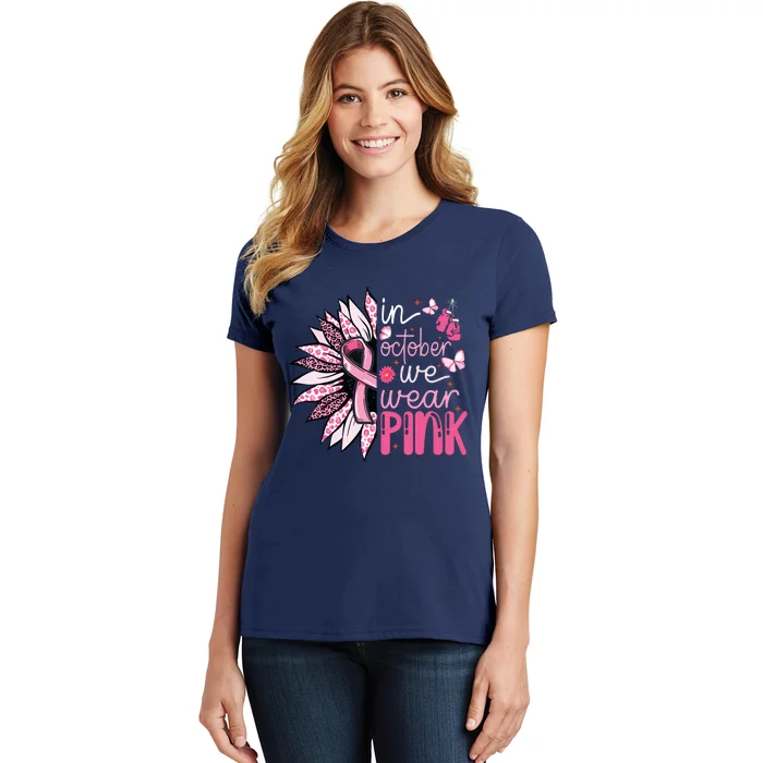 Sunflower Pink Breast Cancer Awareness Warrior Women's T-Shirt