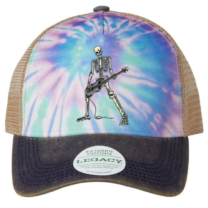 Skeleton Playing Bass For Bassist And Guitar Bass Players Legacy Tie Dye Trucker Hat