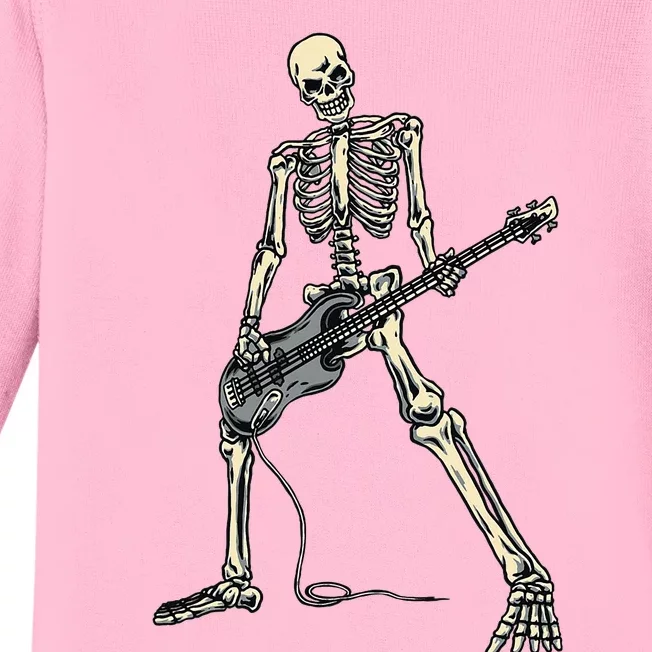 Skeleton Playing Bass For Bassist And Guitar Bass Players Baby Long Sleeve Bodysuit