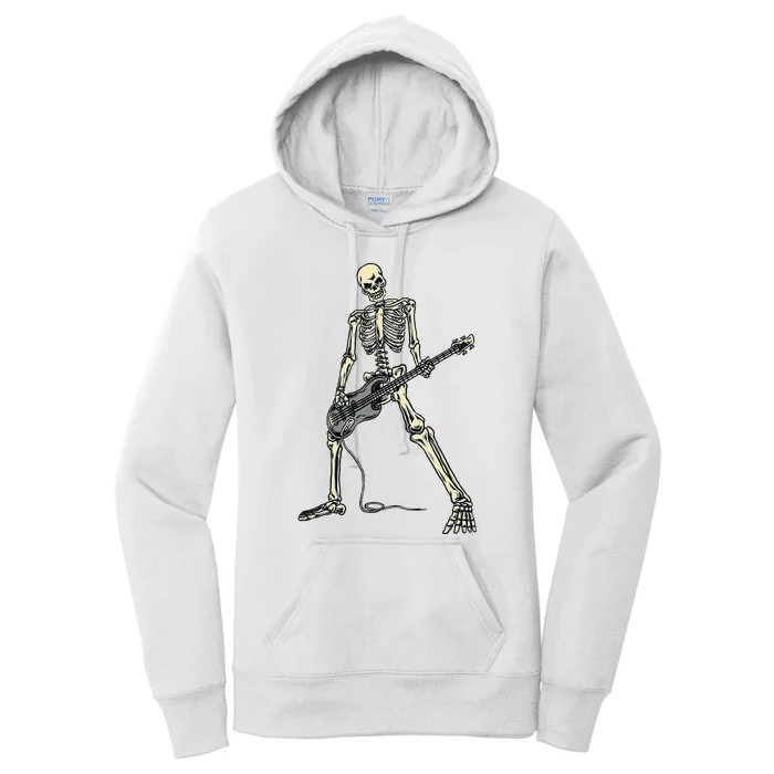 Skeleton Playing Bass For Bassist And Guitar Bass Players Women's Pullover Hoodie