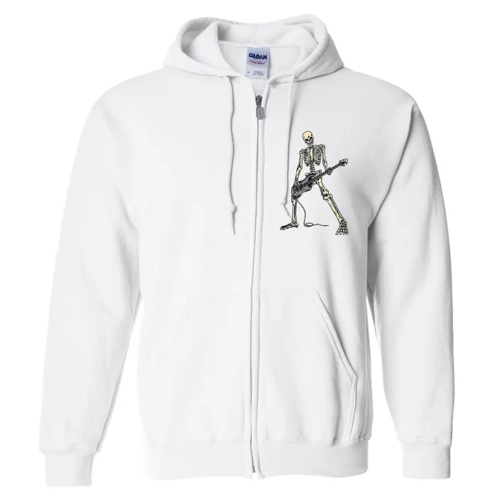 Skeleton Playing Bass For Bassist And Guitar Bass Players Full Zip Hoodie