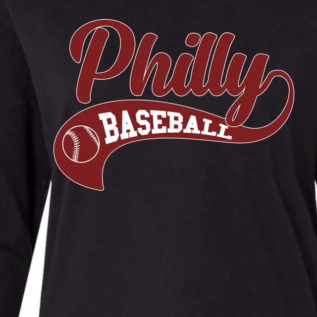 Sporty Philly Baseball Logo Womens Cotton Relaxed Long Sleeve T-Shirt