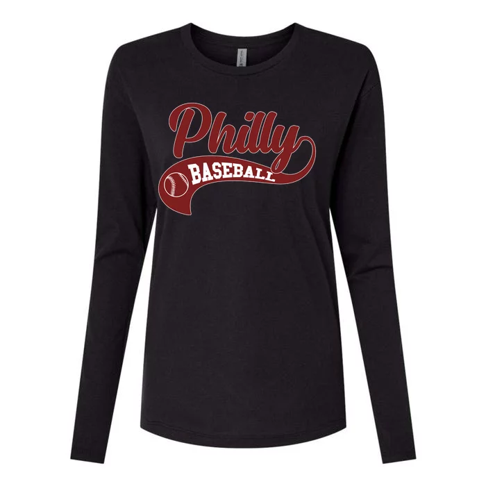 Sporty Philly Baseball Logo Womens Cotton Relaxed Long Sleeve T-Shirt