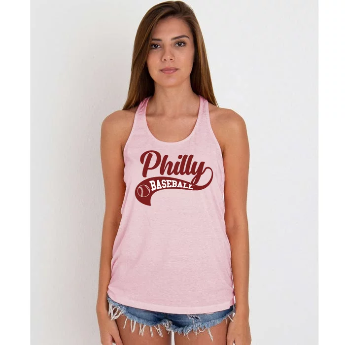 Sporty Philly Baseball Logo Women's Knotted Racerback Tank