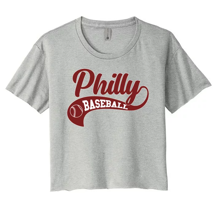 Sporty Philly Baseball Logo Women's Crop Top Tee