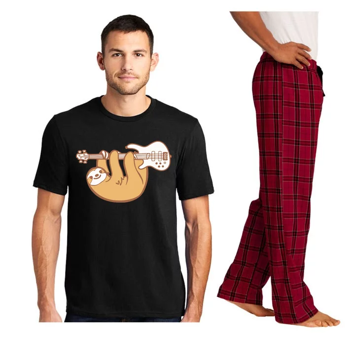 Sloth Playing Bass Guitar Slow Jam Funny Sloth Lover Pajama Set