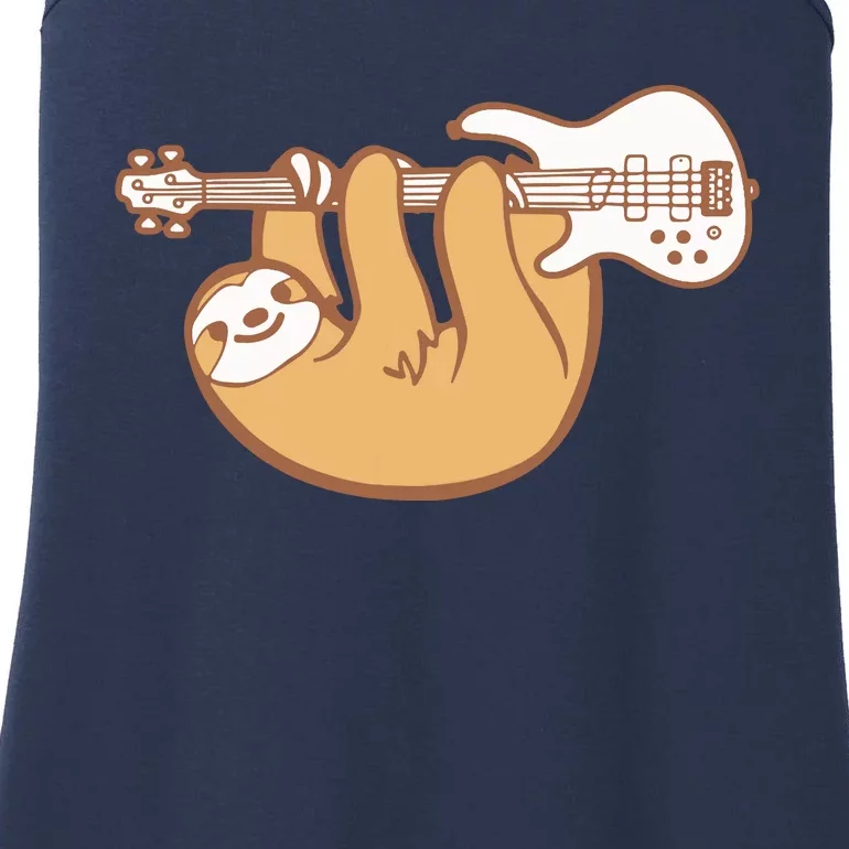 Sloth Playing Bass Guitar Slow Jam Funny Sloth Lover Ladies Essential Tank