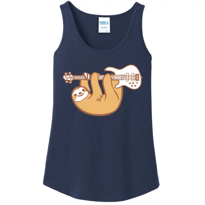 Sloth Playing Bass Guitar Slow Jam Funny Sloth Lover Ladies Essential Tank