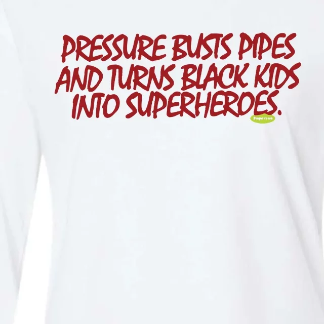 Supervsn Pressure Busts Pipes And Turns Black Kids Into Superheroes Womens Cotton Relaxed Long Sleeve T-Shirt