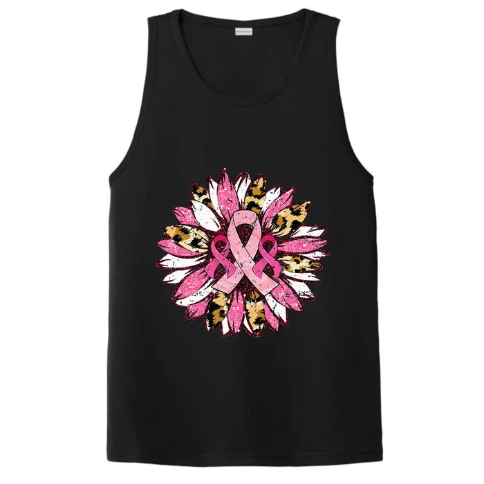 Sunflower Pink Breast Cancer Awareness Warrior Performance Tank