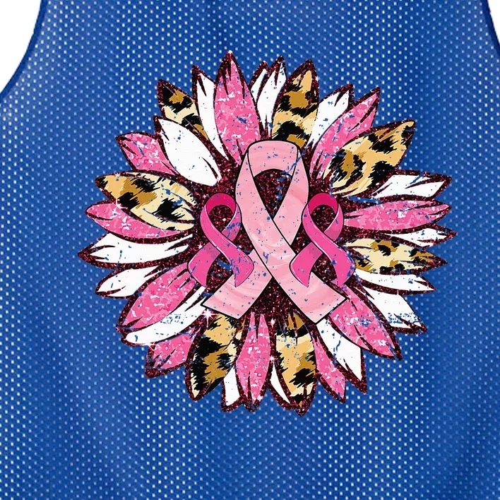 Sunflower Pink Breast Cancer Awareness Warrior Mesh Reversible Basketball Jersey Tank