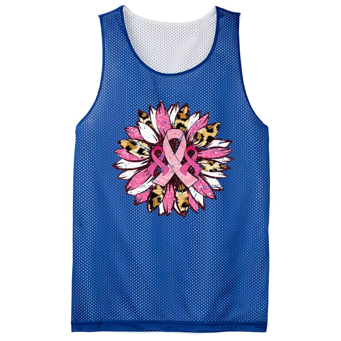 Sunflower Pink Breast Cancer Awareness Warrior Mesh Reversible Basketball Jersey Tank