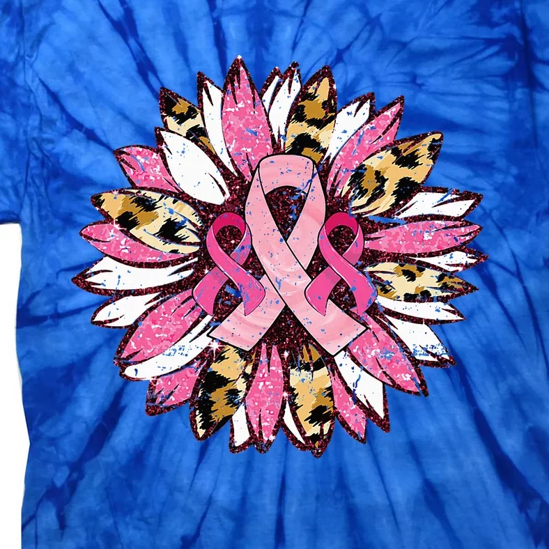 Sunflower Pink Breast Cancer Awareness Warrior Tie-Dye T-Shirt