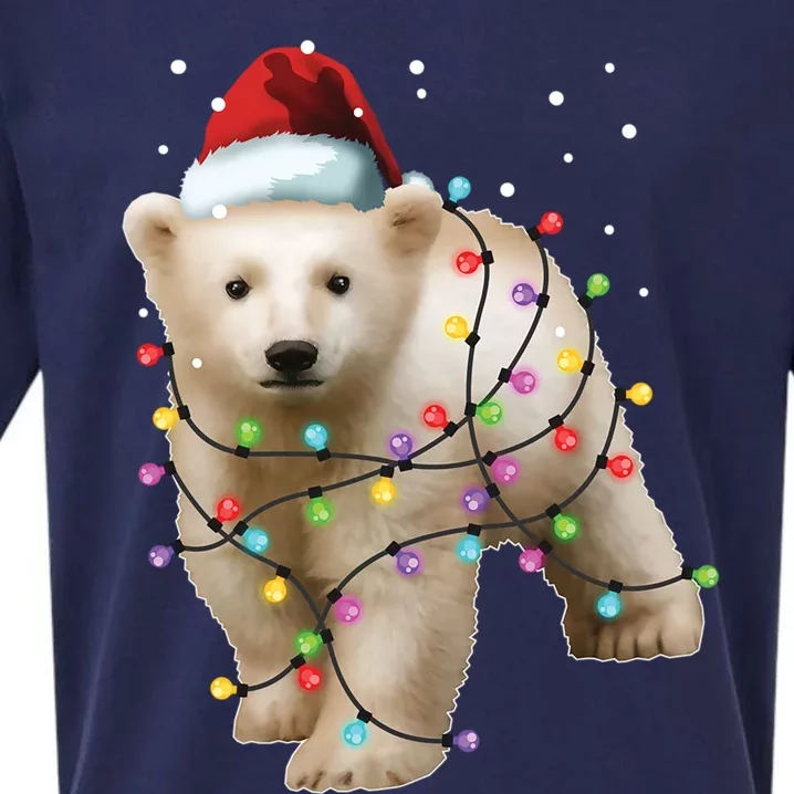 Santa Polar Bear Christmas Bear Lover Funny Gift Sueded Cloud Jersey T-Shirt