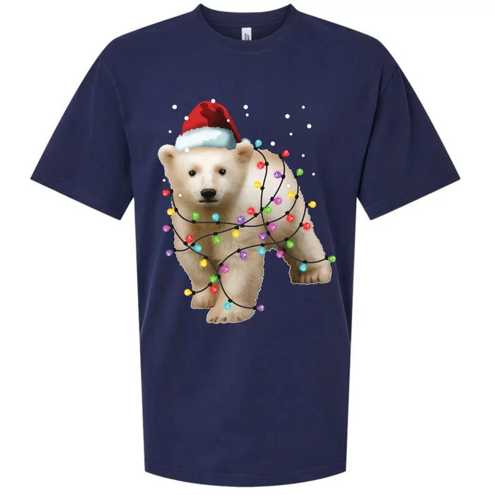 Santa Polar Bear Christmas Bear Lover Funny Gift Sueded Cloud Jersey T-Shirt