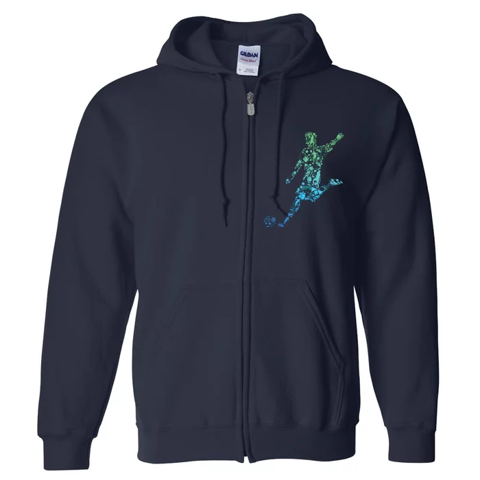 Soccer Player Boy Men Full Zip Hoodie