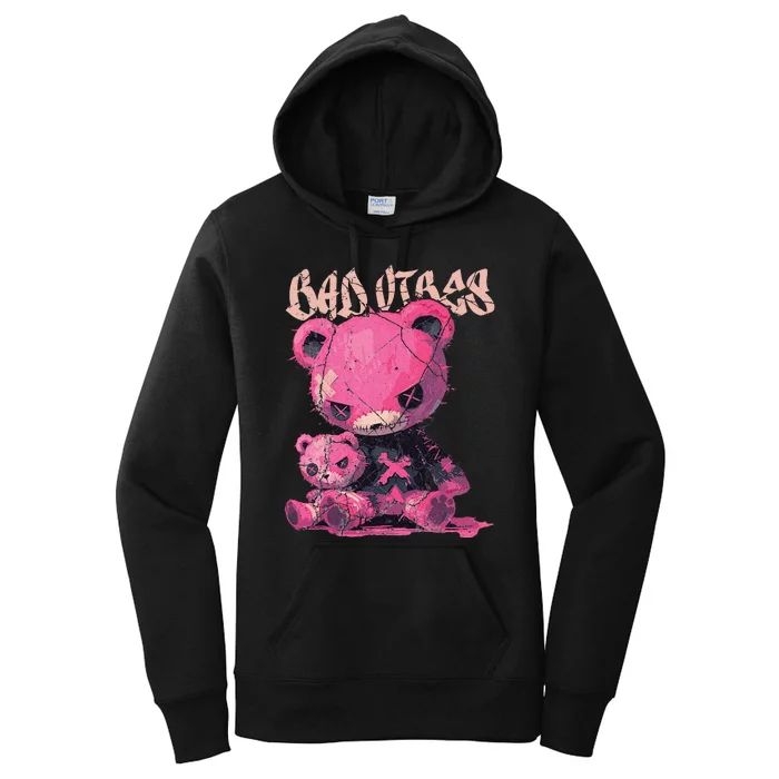 Stitched Plush Bear Cute Gothic Women's Pullover Hoodie