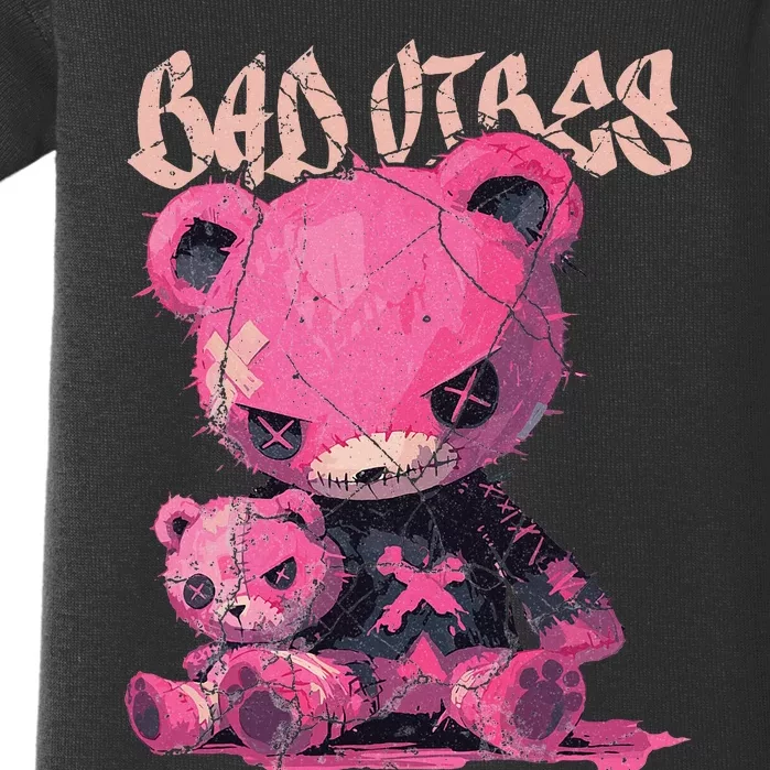 Stitched Plush Bear Cute Gothic Baby Bodysuit