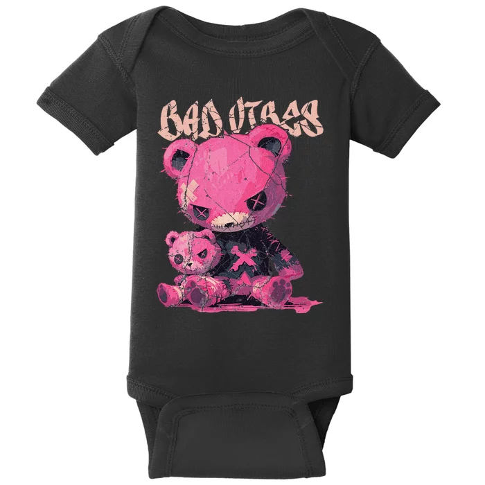 Stitched Plush Bear Cute Gothic Baby Bodysuit