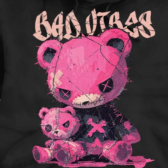 Stitched Plush Bear Cute Gothic Tie Dye Hoodie