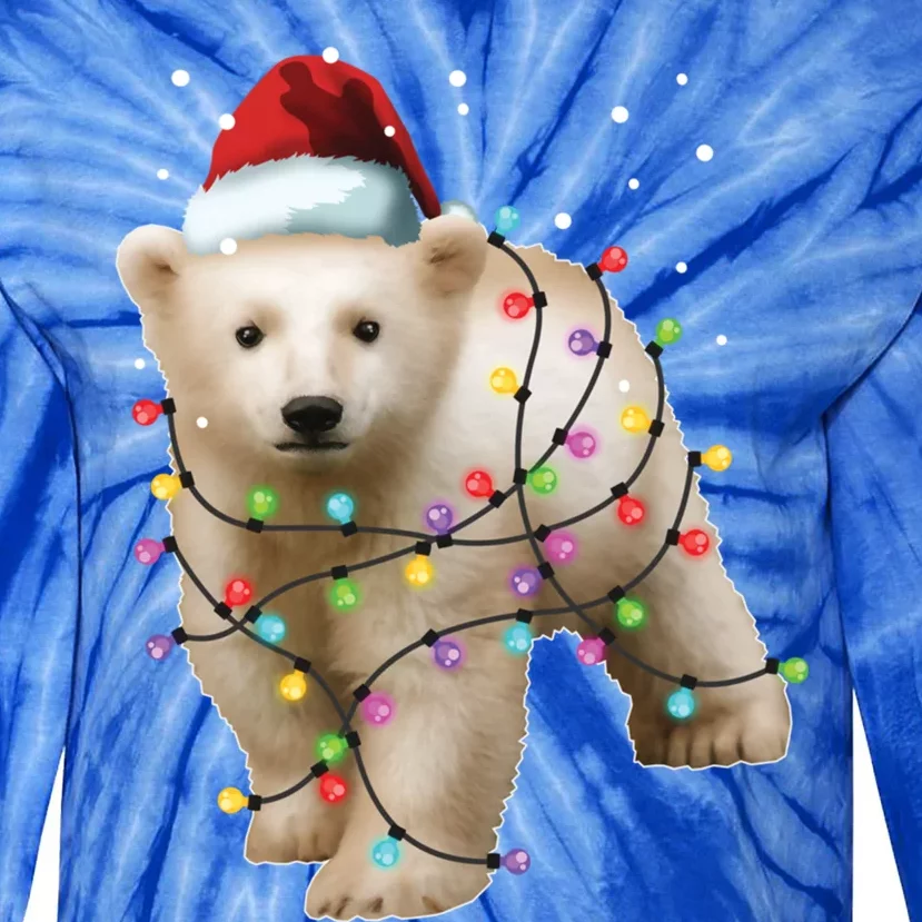 Santa Polar Bear Christmas Bear Lover Gift Tie-Dye Long Sleeve Shirt