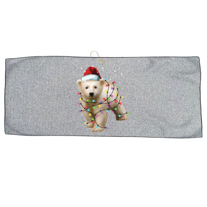 Santa Polar Bear Christmas Bear Lover Gift Large Microfiber Waffle Golf Towel