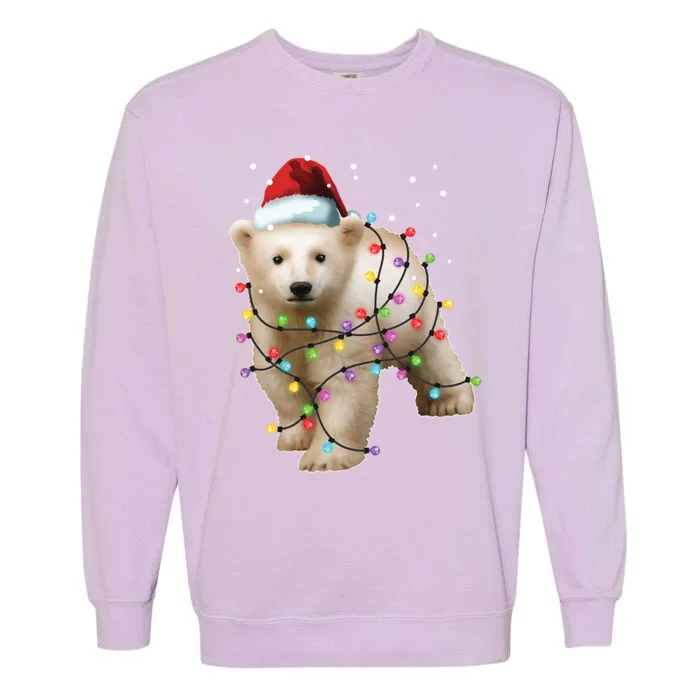 Santa Polar Bear Christmas Bear Lover Gift Garment-Dyed Sweatshirt