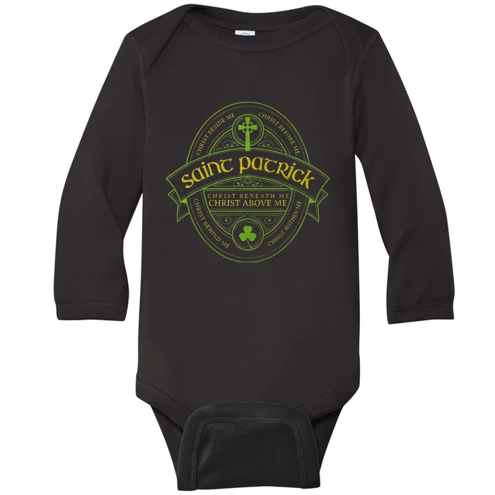 St Patrick Breastplate Prayer Catholic Saint Patricks Day Baby Long Sleeve Bodysuit