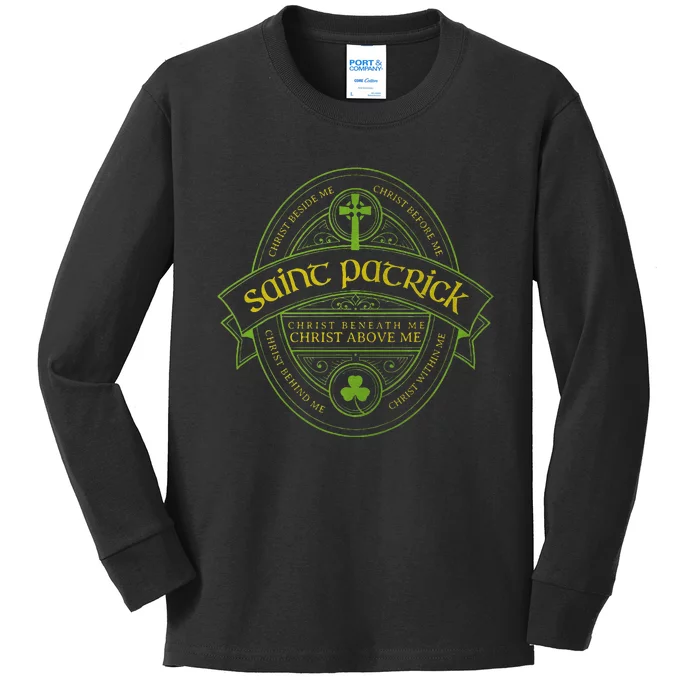 St Patrick Breastplate Prayer Catholic Saint Patricks Day Kids Long Sleeve Shirt