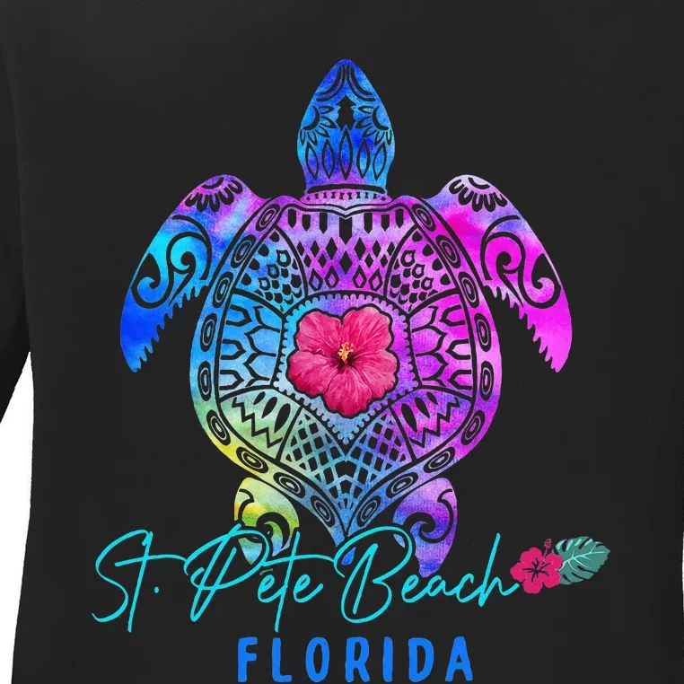 St. Pete Beach Florida Tie Dye Sea Turtle Vacation 2024 Ladies Long Sleeve Shirt