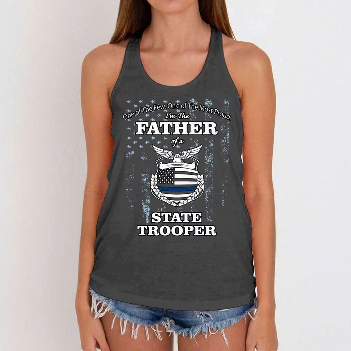 State Police Badge Proud State Trooper Dad Women's Knotted Racerback Tank