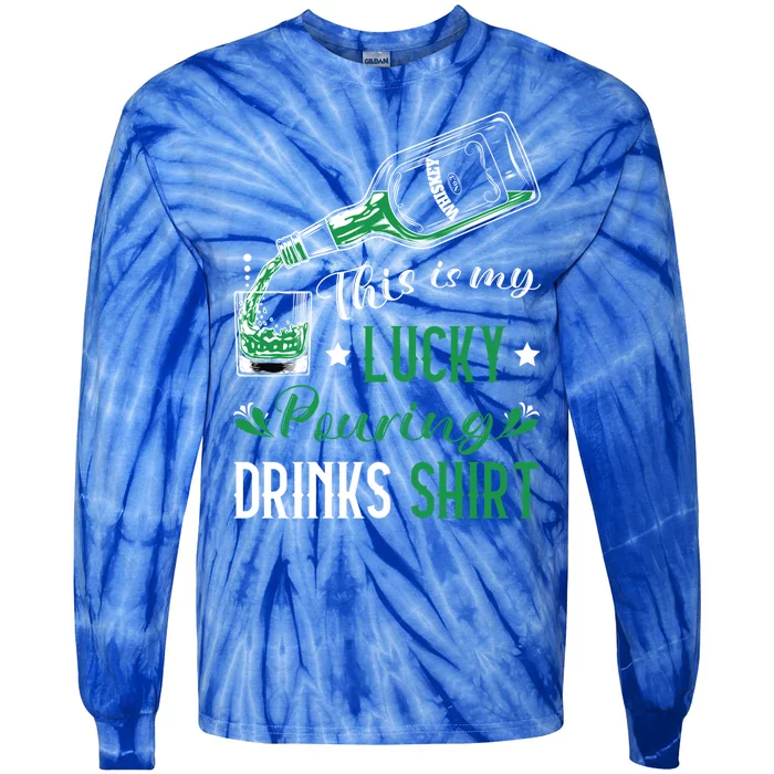 St Patricks Bartender Lucky Pouring S Bartending Gift Tie-Dye Long Sleeve Shirt