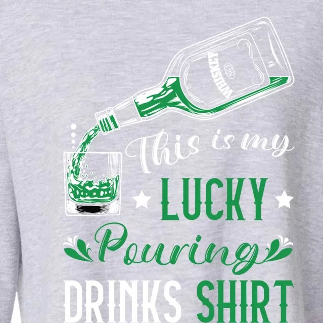 St Patricks Bartender Lucky Pouring S Bartending Gift Cropped Pullover Crew