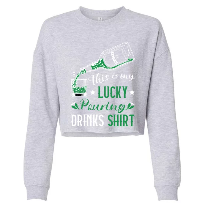 St Patricks Bartender Lucky Pouring S Bartending Gift Cropped Pullover Crew