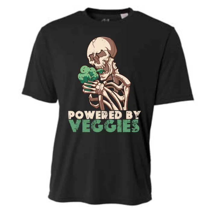 Skeleton Powered By Veggies Vegetarian Lover Cool Gift Cooling Performance Crew T-Shirt