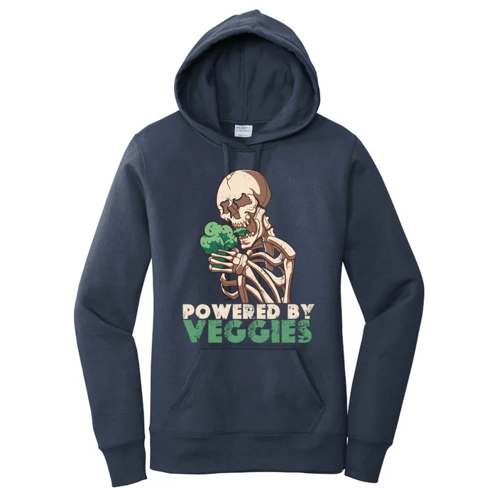 Skeleton Powered By Veggies Vegetarian Lover Cool Gift Women's Pullover Hoodie