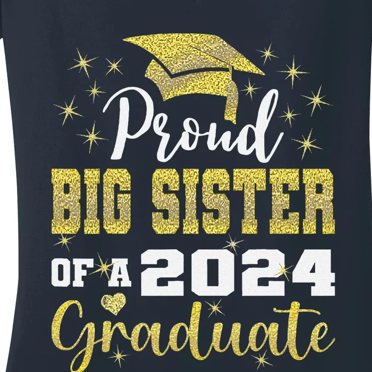 Super Proud Big Sister 2024 Graduate Awesome Family College Women's V-Neck T-Shirt